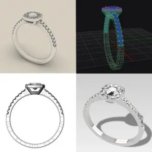 Prezentare 3d a etapelor de creație a unui inel pe comandă lucrat în programul 3D